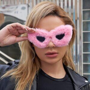 Plush Barbie Fuzzy Cat Eye Sunglasses